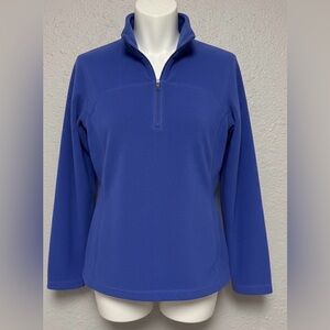 Pullover Quarter Zip Womens Fleece Sweater Blue Soft Mock Neck Athleisure L